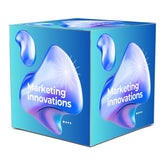 Tragbarer LED Lichtwürfel 0,4 x 0,4 m mit individuell bedruckter Textilfläche, Frontansicht